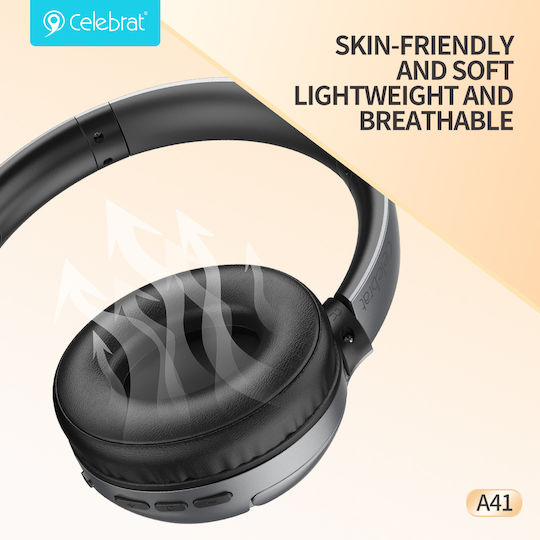 Celebrat A41-BK Wireless / Wired Over Ear Headphones with 33 Hours Playing Time Black