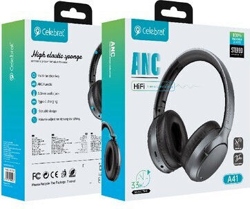 Celebrat A41-BK Wireless / Wired Over Ear Headphones with 33 Hours Playing Time Black