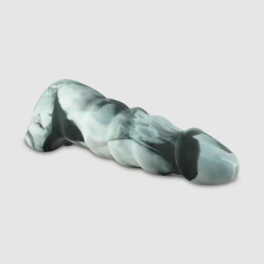 Large Realistic Dildo Ribs And Scrotum Ladder Platinum Silicone 25.40 Cm Gray