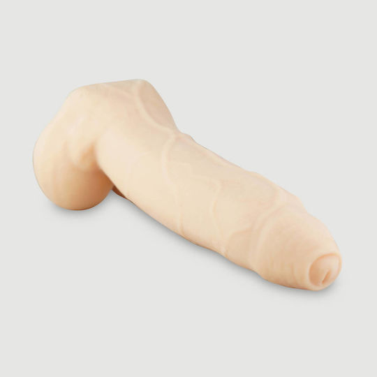 Μεγάλο Dildo Σιλικόνης Φλέβες & Βάση Thick Straight Large Platinum Silicone Dildo Veins 25,5 Cm Φυσικό
