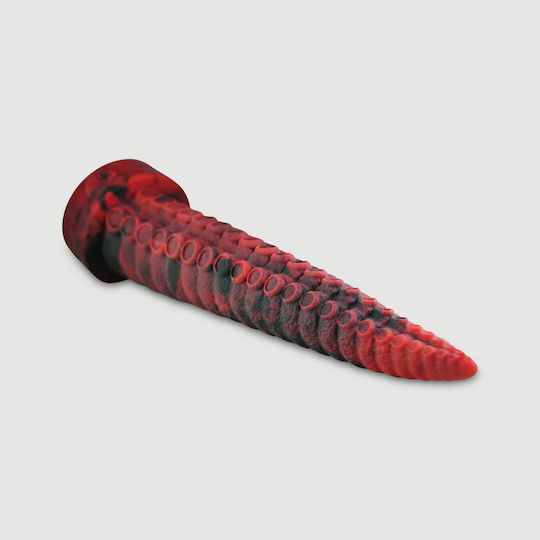 Терастно Извито Дилдо от Силикон с Ребриста Повърхност Ass Shredder Ribbed Платинен Силикон Голям Анален Дилдо 57,6 См Червено Черно