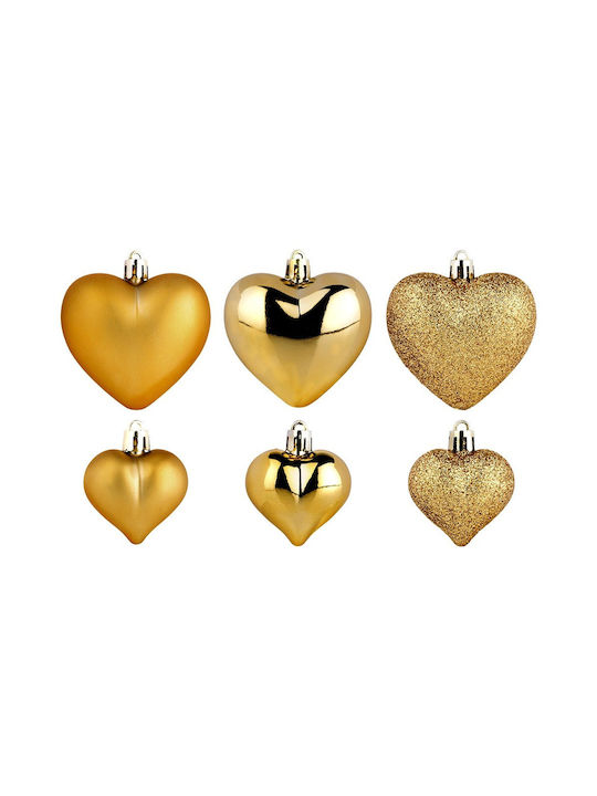 Christmas Tree Ornaments Set 16 Pieces K-m Heart Gold Avs101600