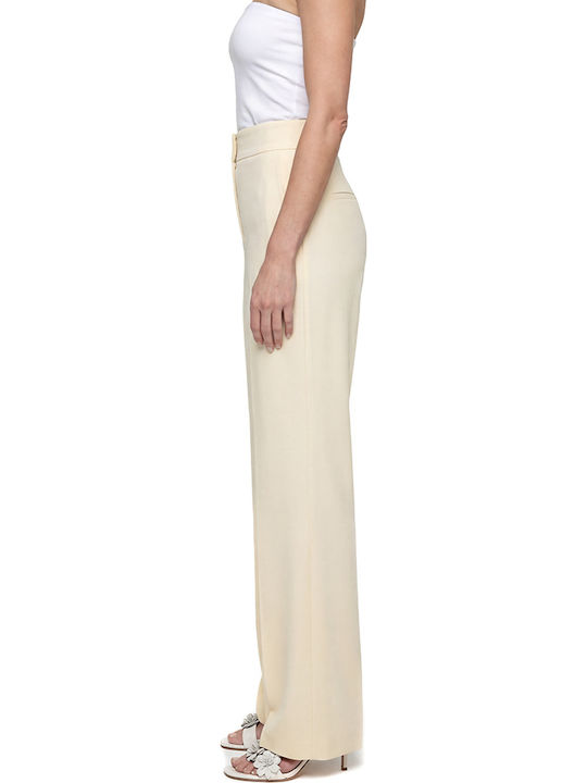 Pants Women My T Wearables Women's High Rise Fabric Trousers in Straight Leg Yellow