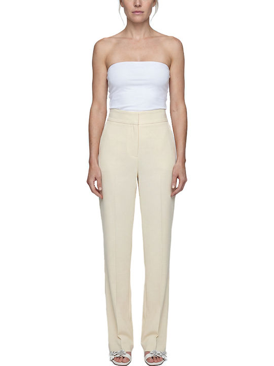 Pants Women My T Wearables Women's High Rise Fabric Trousers in Straight Leg Yellow