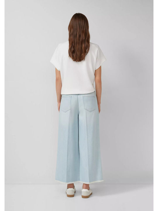 Women's High Rise Fabric Trousers in Regular Fit Light Blue