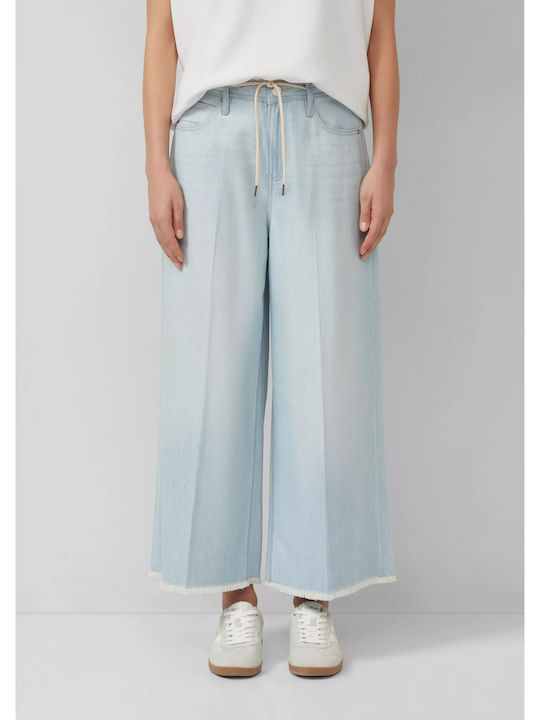 Women's High Rise Fabric Trousers in Regular Fit Light Blue