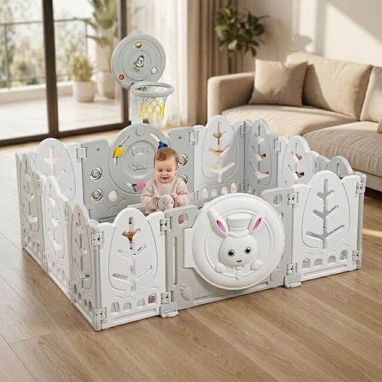 Moni Игрална Оградa с Баскетболен Кош Бял за 6+ Години
