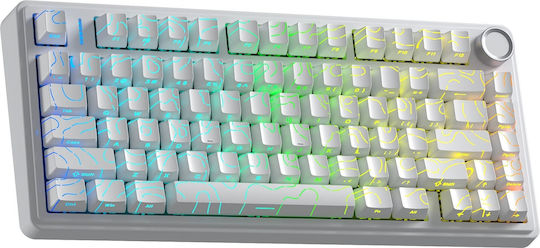 Aula F75HE Ασύρματο Gaming Πληκτρολόγιο 75% με Magnetic διακόπτες και RGB φωτισμό (Αγγλικό US) Λευκό