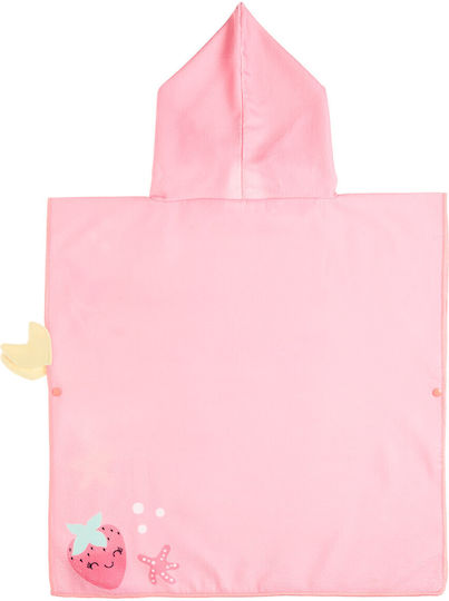 True Blue Kinder Strandponcho Mädchen Erdbeere 120x60cm