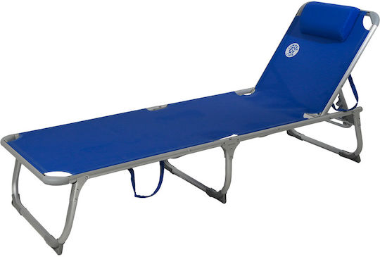 Summer Club Foldable Aluminum Beach Sunbed Blue with Pillow 188x58x30cm