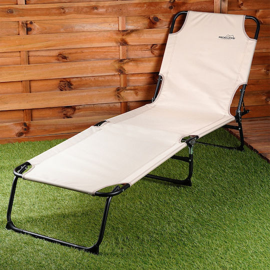 Strandliegen Beige Klappbar Metallisch 187x55x24cm