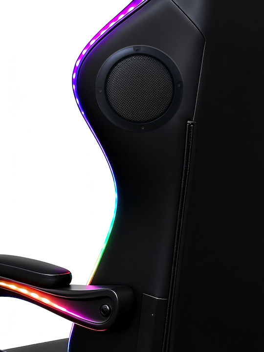 Gaming Stuhl aus Künstlichem Leder mit RGB-Beleuchtung und Fußstütze Schwarz
