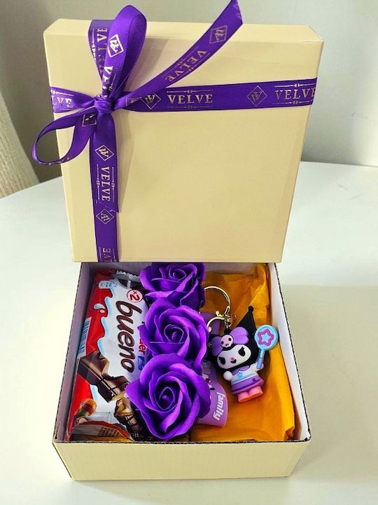Joy Box Kuromi Kids Set Breloc Figurină 3 Trandafiri De Săpun Violet Kinder Bueno