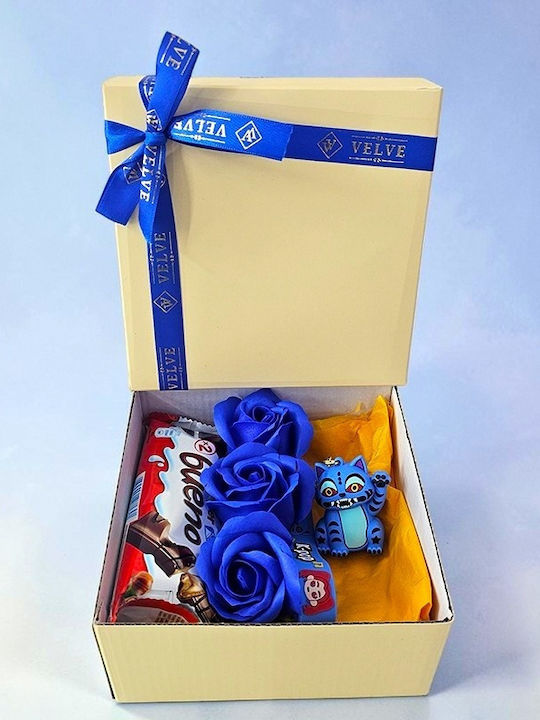 Joy Box Breloc Set Copii Monstru Albastru K-pop Figurină 3 Trandafiri Săpun Albastru Kinder Bueno