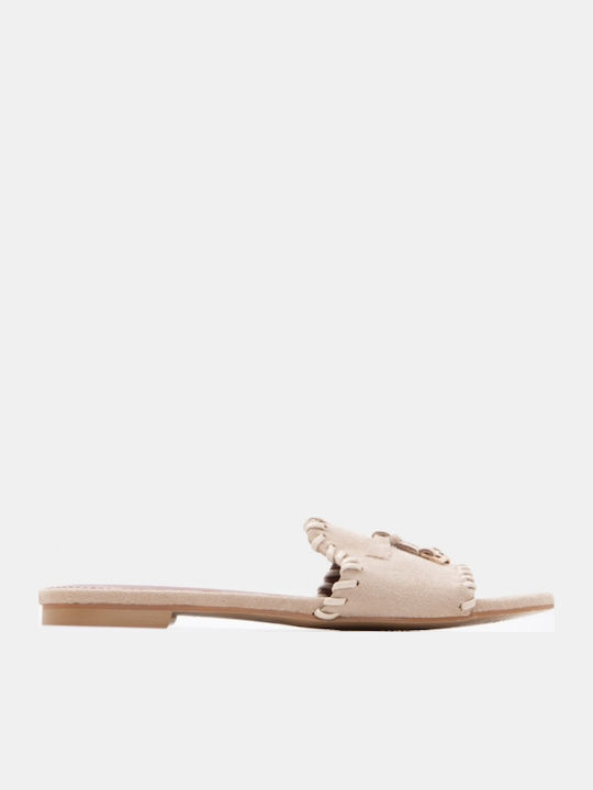 Damen Flache Sandalen Beige