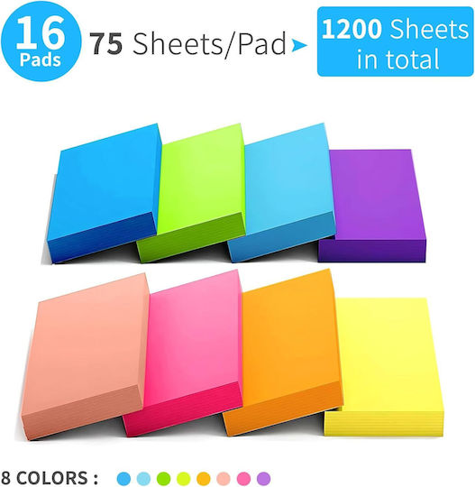 Set De Blocnotes Autoadezive 1200 Bucăți 51x38 Mm Culori Mixte