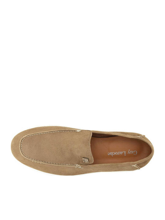 Suede Men's Loafers In Beige Colour