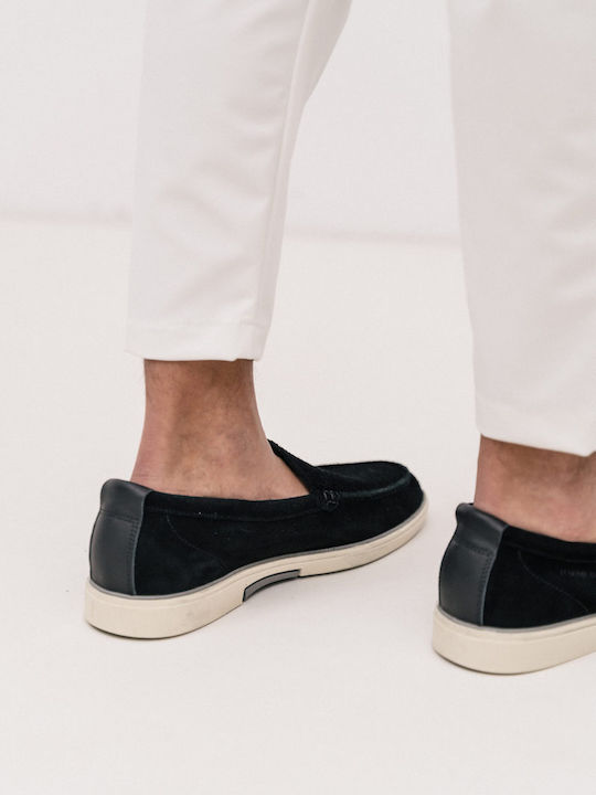 Suede Men's Loafers In Black Color