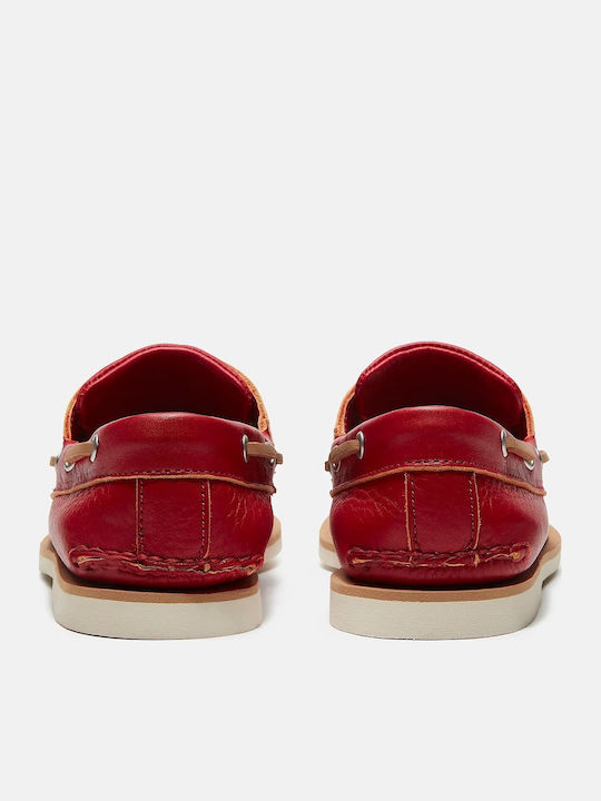 Classic Leather Men's Boat Shoes in Red
