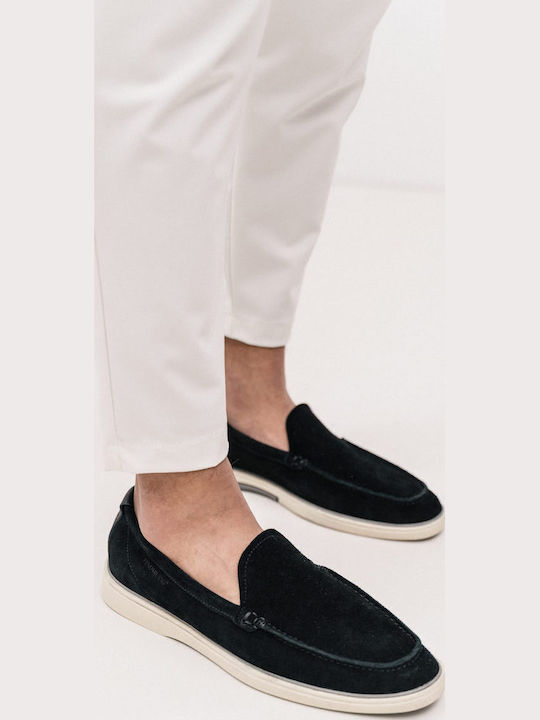 Suede Men's Loafers In Black Color