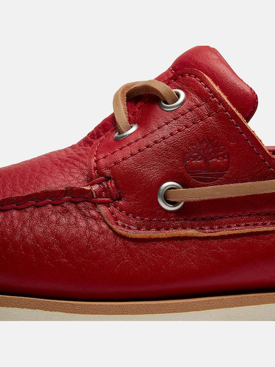 Classic Leather Men's Boat Shoes in Red