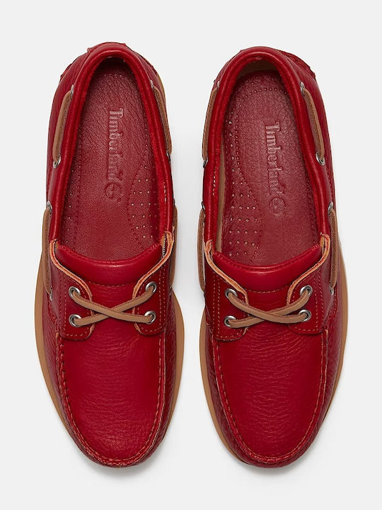 Classic Leather Men's Boat Shoes in Red