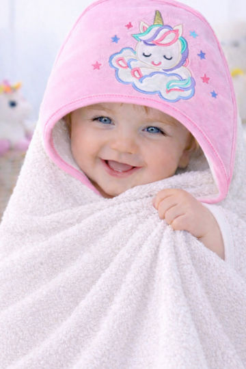 Stewehome Kids' Bath Towel Hooded Unicorn Embroidery 100% Cotton 100x100 Cm
