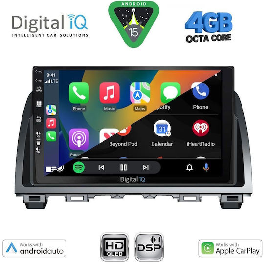 Digital IQ Auto-Audiosystem Für Mazda 6 2012-2017 Mit Touchscreen 9 Zoll Bluetooth USB Eingebautes Wi-Fi GPS Apple CarPlay Android Auto