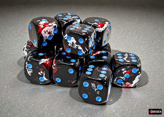 Chessex Brush Dark Side Albastru Bloc 12 Zaruri D6