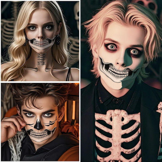 Face Tattoos Halloween Set 9 Sheets Temporary Tattoo