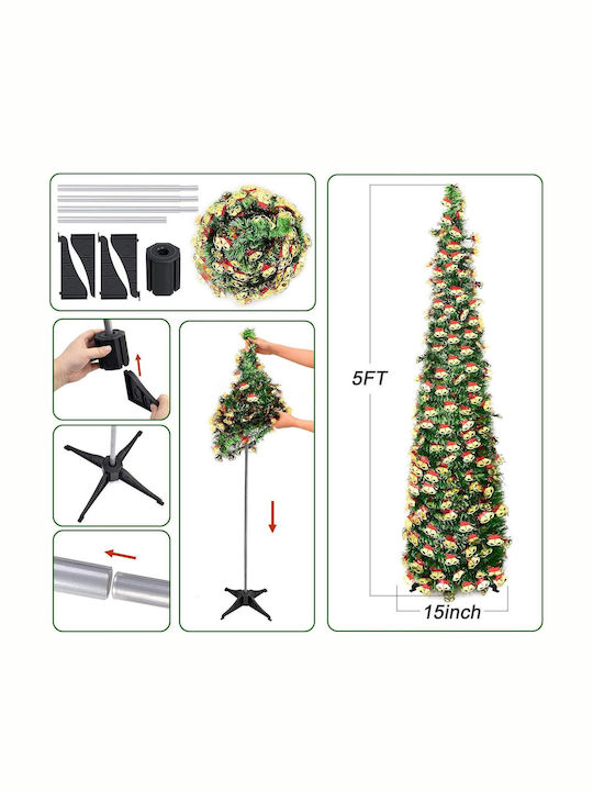 Foldable Artificial Green Christmas Tree 150 Cm Eye-catching Holiday Decoration