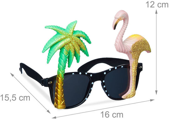Set Ochelari Party Palmier Flamingo Relaxdays Colorat 12x15.5x16 Cm