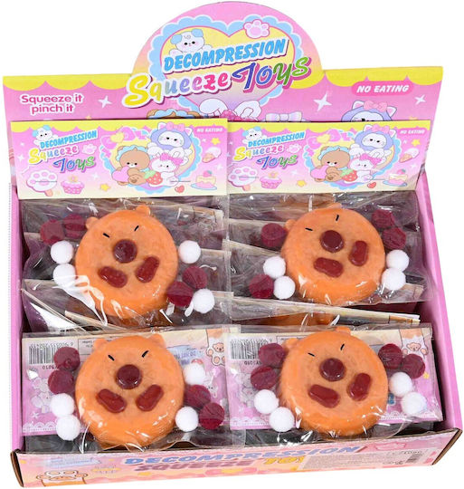 Set 12 Jucării Antistres Squishy Alista Home Rebound Lent Strânge Apasă Familie Rotund Biscuit Formă Capybara Design 7x6.5 Cm 55g Ambalaj Transparent Maro