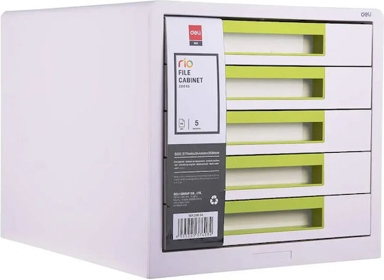 Deli Πλαστικό Συρταράκι Γραφείου 5 Θέσεων 34.4x25.9x27.7cm Κίτρινο
