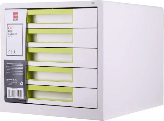 Deli Πλαστικό Συρταράκι Γραφείου 5 Θέσεων 34.4x25.9x27.7cm Κίτρινο