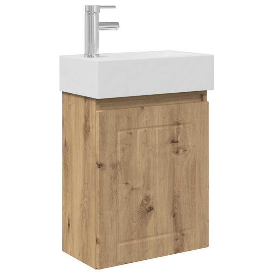 vidaXL Плот Със Смесител 45.5x25.5x84 см Кафяв