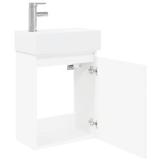 vidaXL Плот със Смесител 45.5x25.5x84 см Бял