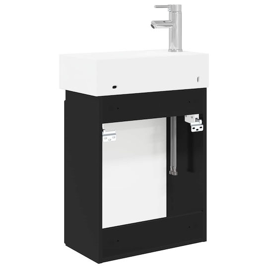 vidaXL Плот Със Смесител 45.5x22.5x84см Черен