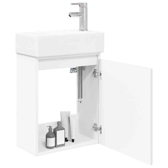 vidaXL Плот със Смесител 45.5x25.5x84 см Бял