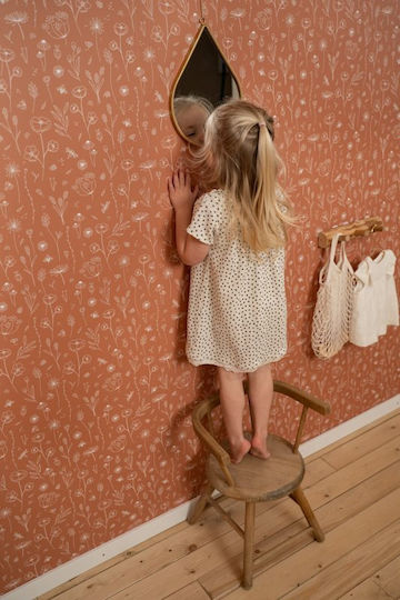Little Dutch Kids Fabric Wallpaper Wild Flowers Rust L53xH1000cm