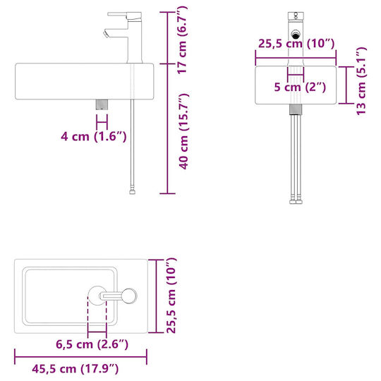 vidaXL Плот със Смесител 45.5x22.5x84см Сив