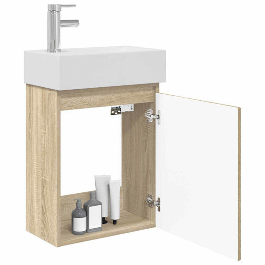 vidaXL Vanity Unit with Sink M45.5xD22.5xH84cm Brown