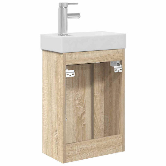 vidaXL Плот със Смесител 40.5x22.5x62см Кафяв