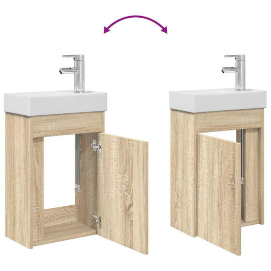 vidaXL Плот със Смесител 40.5x22.5x62см Кафяв