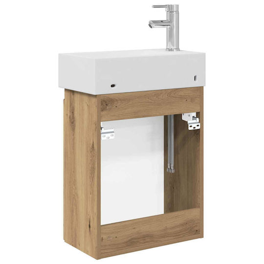 vidaXL Плот със Смесител 45.5x22.5x84 см Кафяв