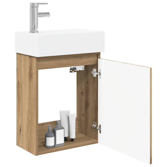 vidaXL Плот със Смесител 45.5x22.5x84 см Кафяв