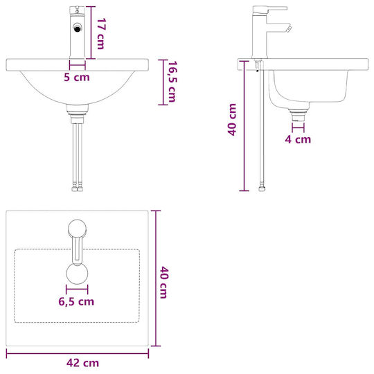 vidaXL Πάγκος με Νιπτήρα & Καθρέπτη Μ42xΒ40xΥ84.5cm Καφέ
