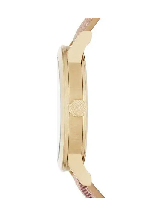 Burberry Дамски Часовник 38mm Кварцов с Златен Кожен Каишка