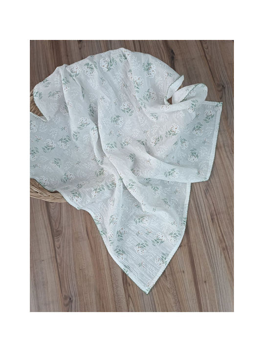 SteweHome Nursery Swaddling Cotton Green Blanket 100x100cm