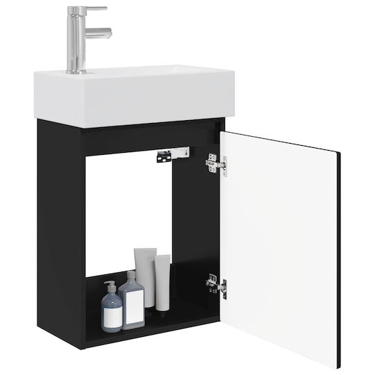 vidaXL Плот със Смесител 45.5x22.5x84 см Черен